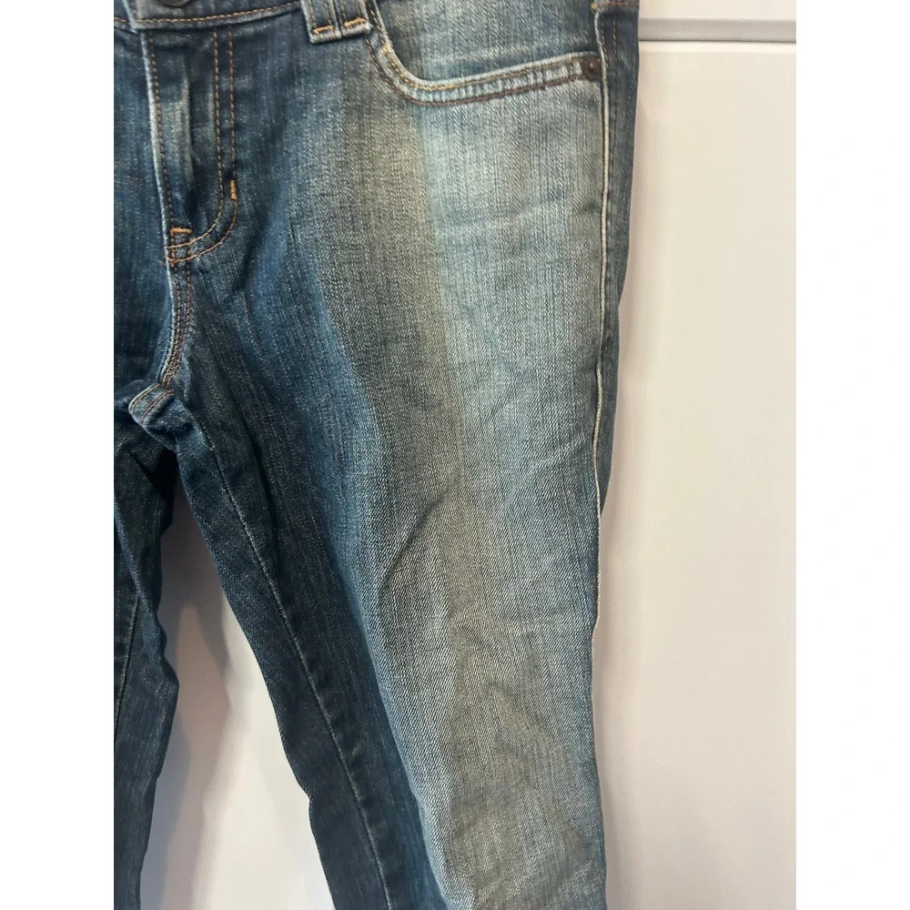 Gap Low Rise Cropped Jeans Medium Wash Double Button Denim Pants